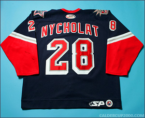 2003-2004 game worn Lawrence Nycholat Hartford Wolf Pack jersey