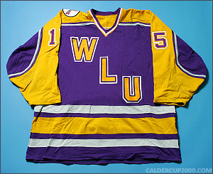 1998-1999 game worn Rick White Wilfrid Laurier Golden Hawks jersey