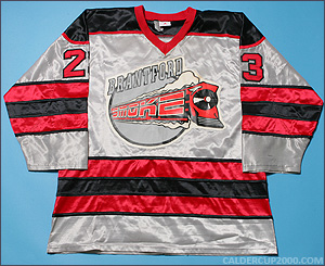 1992-1993 game worn Wayne MacPhee Brantford Smoke jersey