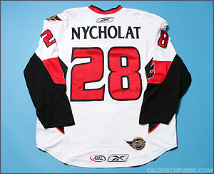 2007-2008 game worn Lawrence Nycholat Binghamton Senators jersey