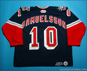 2001-2002 game worn Mikael Samuelsson Hartford Wolf Pack jersey