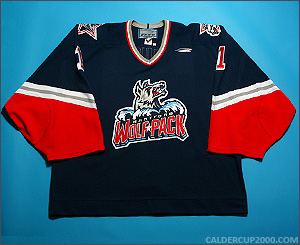 1997-1998 game worn Robb Stauber Hartford Wolf Pack jersey