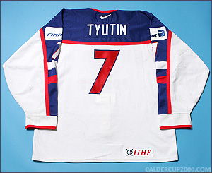 2001 game worn Fedor Tyutin Team Russia jersey