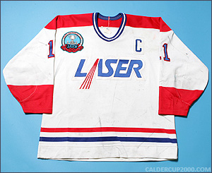 1992-1993 game worn Hugues Laliberte St. Hyacinthe Lasers jersey