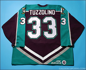 1999-2000 game worn Tony Tuzzolino Cincinnati Mighty Ducks jersey