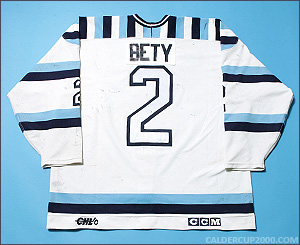 1996-1997 game worn Sebastien Bety Chicoutimi Sagueneens jersey