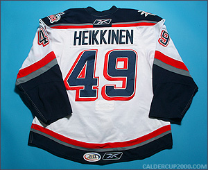 2009-2010 game worn Ilkka Heikkinen Hartford Wolf Pack jersey
