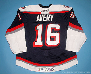 2008-2009 game worn Sean Avery Hartford Wolf Pack jersey