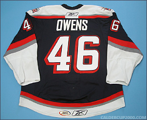 2009-2010 game worn Jordan Owens Hartford Wolf Pack jersey