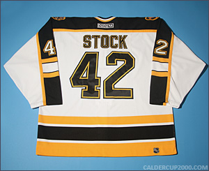 2001-2002 game worn P.J. Stock Boston Bruins jersey