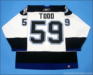 2007 game worn Daine Todd Tampa Bay Lightning jersey