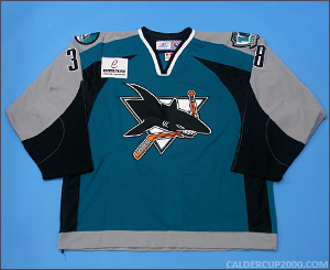2006-2007 game worn Michal Macho Worcester Sharks jersey