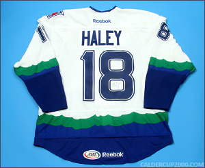 2012-2013 game worn Micheal Haley Connecticut Whale jersey