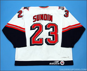 1997-1998 game worn Ronnie Sundin Hartford Wolf Pack jersey