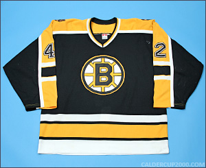 2001-2002 game worn P.J. Stock Boston Bruins jersey