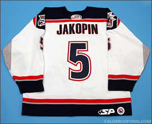 2003-2004 game worn John Jakopin Hartford Wolf Pack jersey