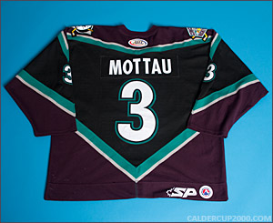 2003-2004 game worn Mike Mottau Cincinnati Mighty Ducks jersey