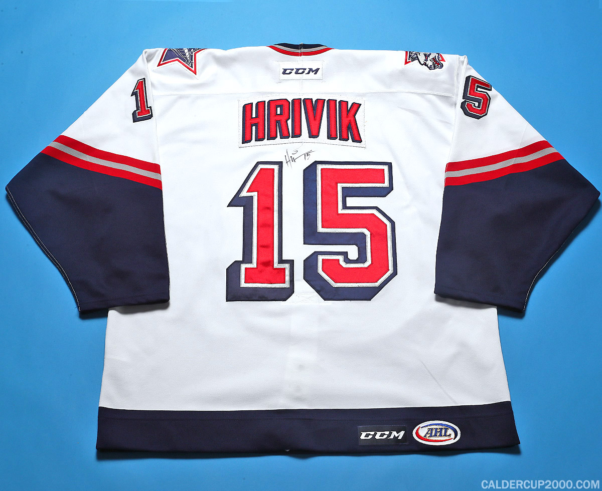 2014-2015 game worn Marek Hrivik Hartford Wolf Pack jersey