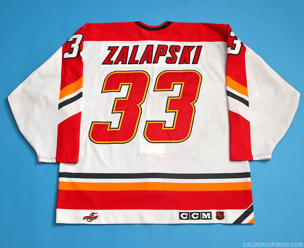 1994-1995 game worn Zarley Zalapski Calgary Flames jersey