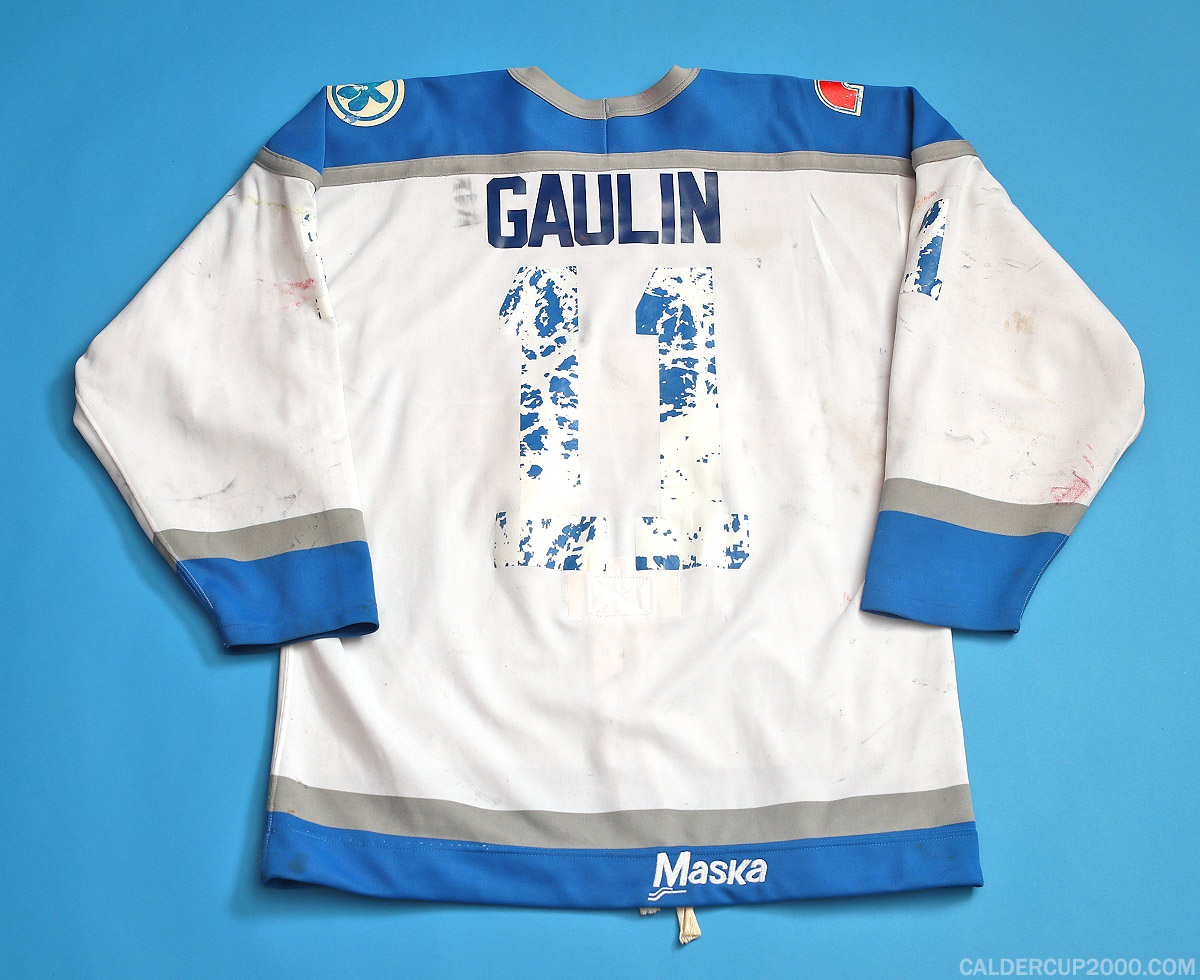 1983-1984 game worn Jean-Marc Gaulin Fredericton Express jersey