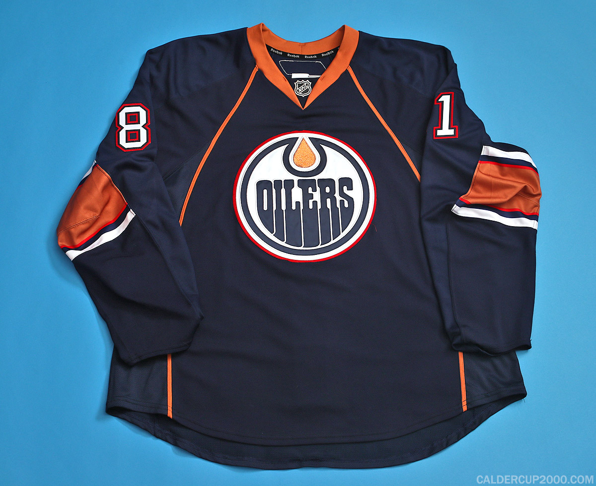 2009-2010 game worn Jake Taylor Edmonton Oilers jersey