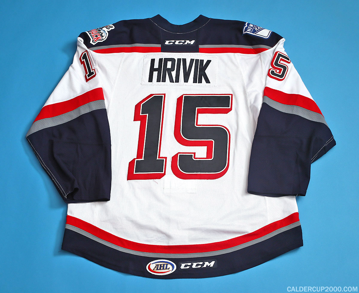 2014-2015 game worn Marek Hrivik Hartford Wolf Pack jersey