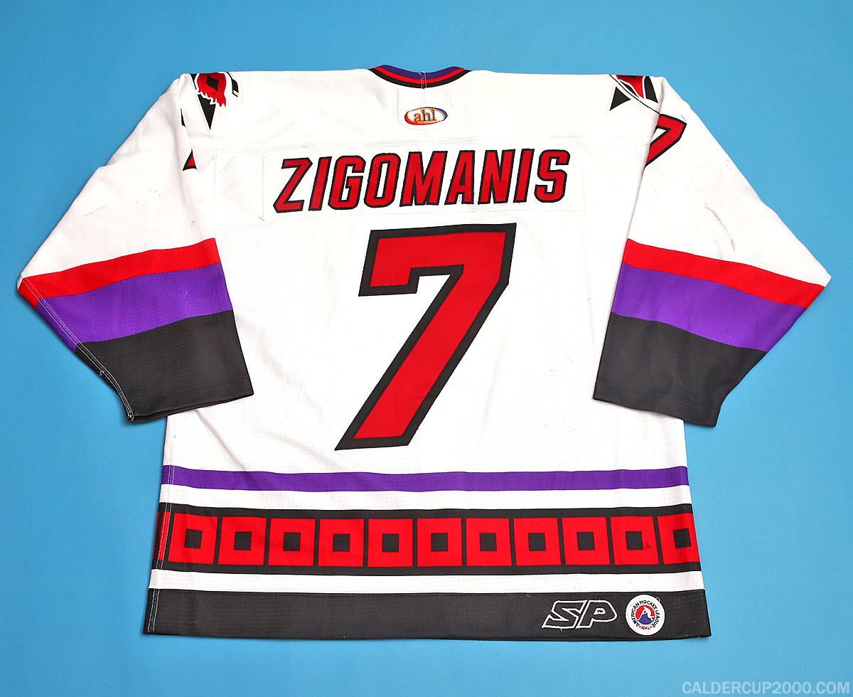 2001-2002 game worn Mike Zigomanis Lowell Lock Monsters jersey