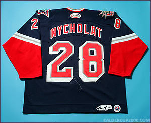 2004-2005 game worn Lawrence Nycholat Hartford Wolf Pack jersey