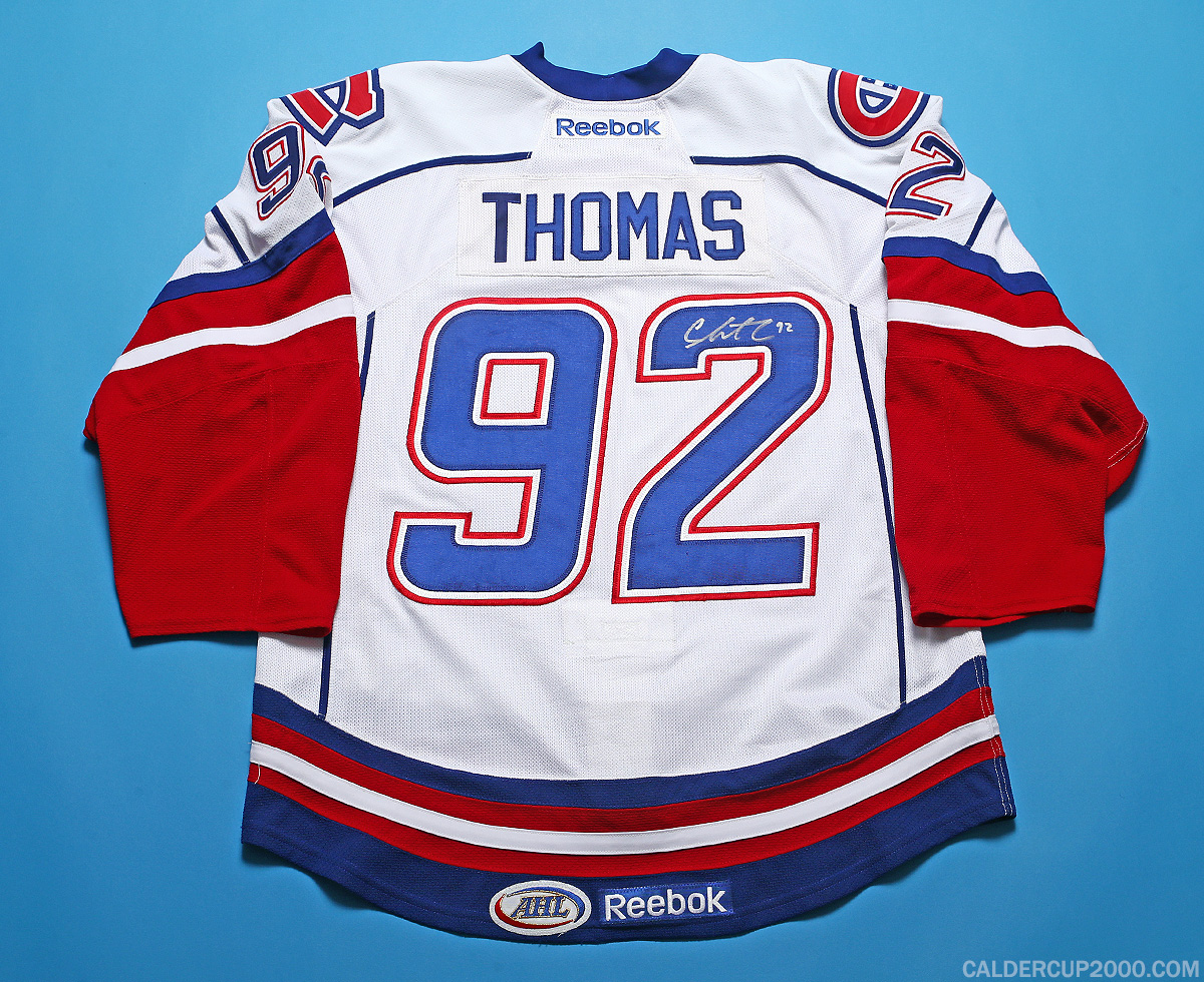 2013-2014 game worn Christian Thomas Hamilton Bulldogs jersey