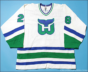 1985-1986 game worn Paul Lawless Hartford Whalers jersey