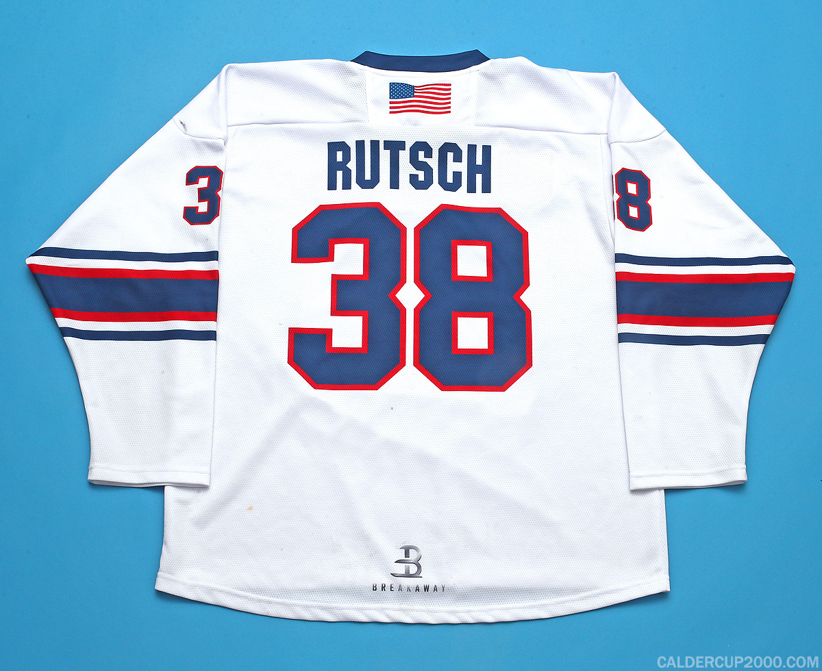 2023-2024 game worn Henrik Rutsch Hartford Jr. Wolf Pack jersey