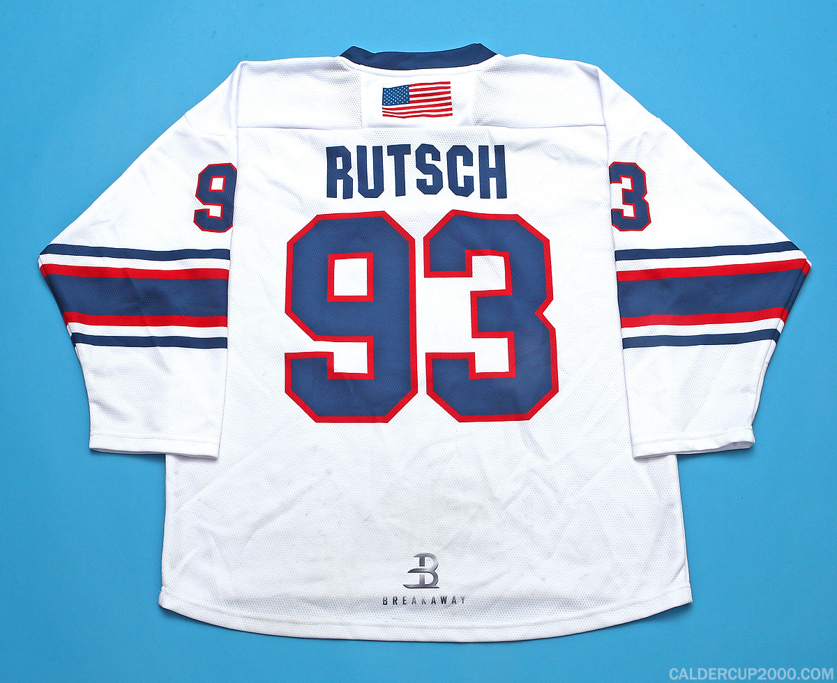 2023-2024 game worn Emmet Rutsch Hartford Jr. Wolf Pack jersey