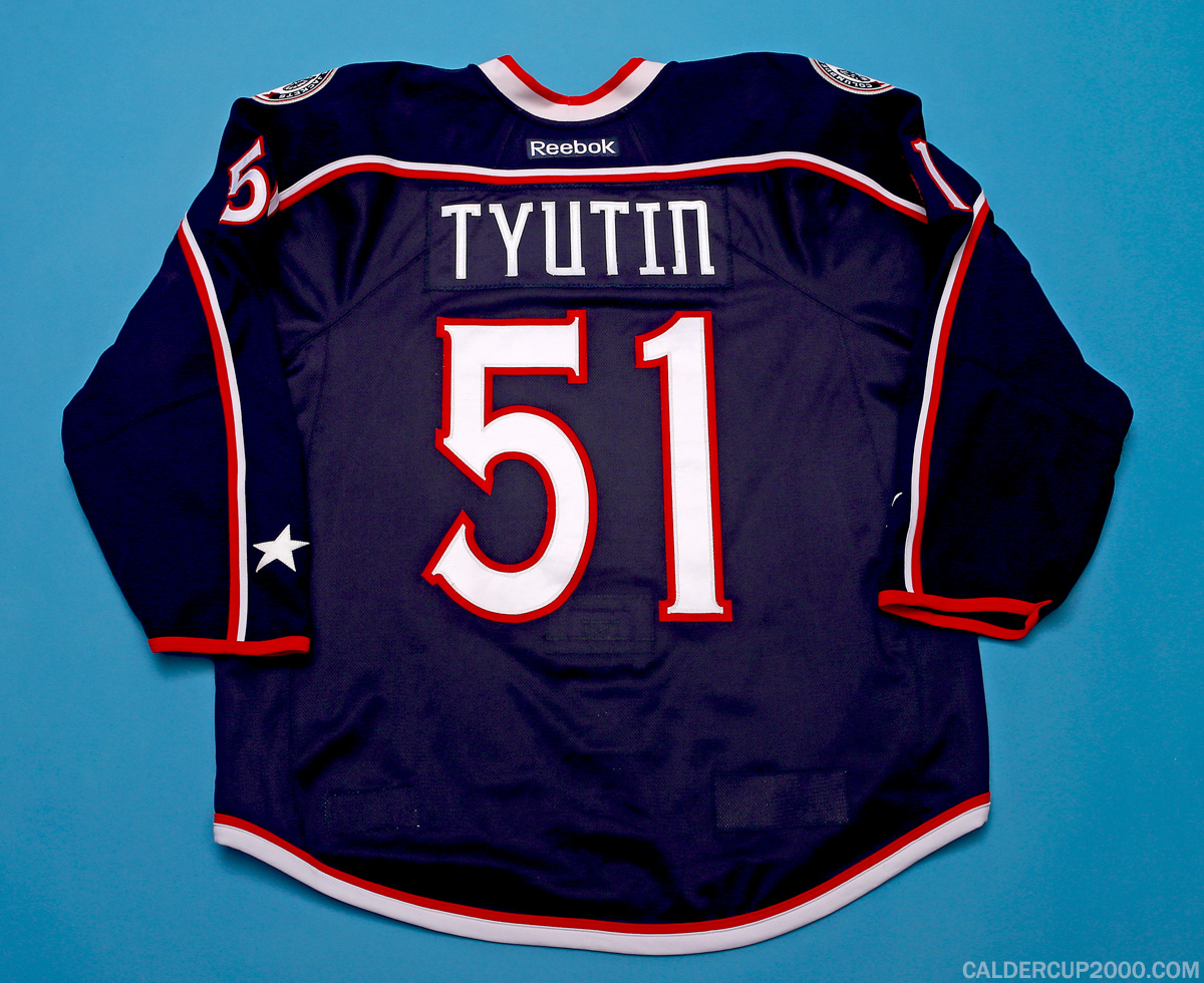 2015-2016 game worn Fedor Tyutin Columbus Blue Jackets jersey